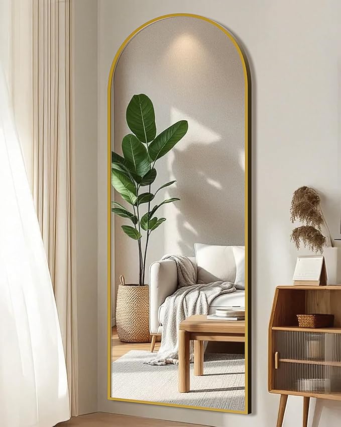 59"x16" Floor Mirror Full Length, Arched Full Length Mirror with Stand, Full Body Mirrors for Bedroom Living Room or Cloakroom Gold