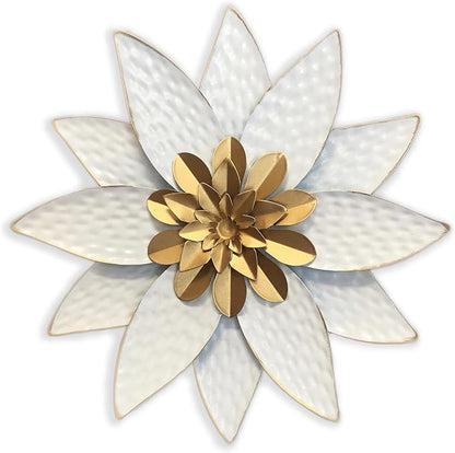Metal Flower Wall Art Decor,10" Rustic Modern Antique Floral Sculpture, Distressed Iron Wall Hanging Home Decoration Accent Artworks for Indoor Kitchen Bedroom Living Office Outdoor Garden Patio