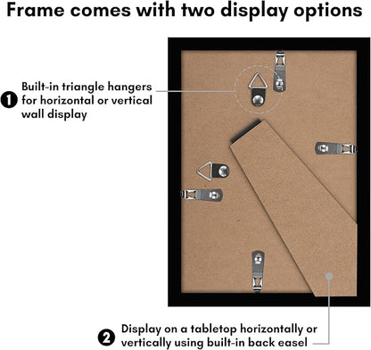 Americanflat 5x7 Picture Frame with Polished Plexiglass - Set of 5 - Use as 4x6 Frame with Mat or Display 5x7 Photo Without Mat - Galleria Collection - Picture Frames for Tabletop and Wall - Black