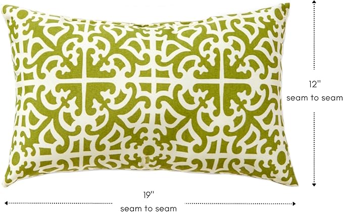 Greendale Home Fashions Outdoor 19x12 inch Rectangle Decorative Throw Pillow, 2-Pack, Moss 2 Count