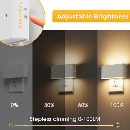 L LOHAS LED Night Light, Dimmable Modern LED Night Lights Plug into Wall,Dusk to Dawn Sensor Night Lights for Kid, 0-100LM 3000K Soft White Nightlight for Hallway Bedroom Stairway