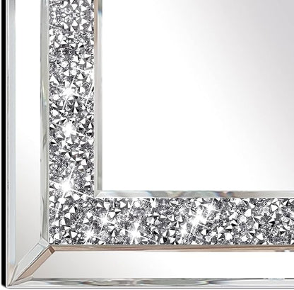 ZOLAPI 2PCS Crystal Rhinestone Diamond Wall Mirror.Brilliant Hand-Spliced Glass Mirror.Accent Decorative Mirror for Hallway/Bathroom/Bedroom（12”x12”）