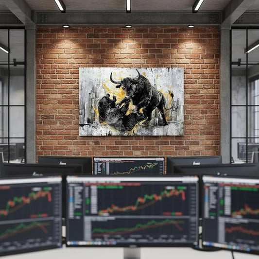DuoBaorom Wall Street Bull vs Bear Wall Art Mens Office Large Bedroom Decor 24 x 36 inches