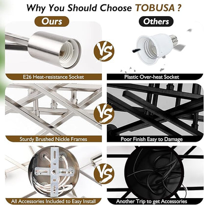TOBUSA 6-Light Silver Semi Flush Mount Ceiling Light Fixture, Modern Industrial Brushed Nickle Sputnik Ceiling Light, E26 Close to Ceiling Light for Kitchen Bedroom Dining Room Living Room Hallway