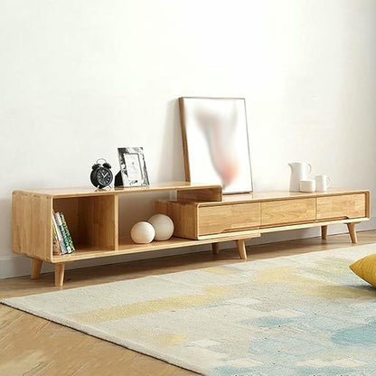 Extendable TV Stand Minimalist Rectangle Entertainment Center TV Console Table with Drawers and Open Shelves for Living Room, Bedroom~/