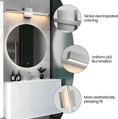 Epinl Brushed Nickel Vanity Light for Bathroom - 23.6inch Bathroom Vanity Light Fixture Dimmable 5CCT Modern Bathrooms Sconce 18W LED Bathrooms Wall Lighting Fixture Over Mirror