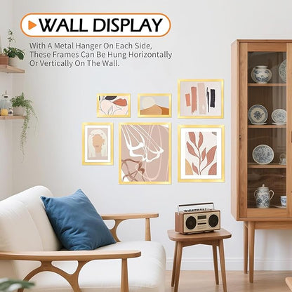 Picture Frames, 8.5 by 11 Diploma Frame, Gold Photo Poster Frames with Clear Plexiglass, 8.5 x 11 Wall Hanging Certificate Frame for Collage Office Home Wall Decor, 2 Pack
