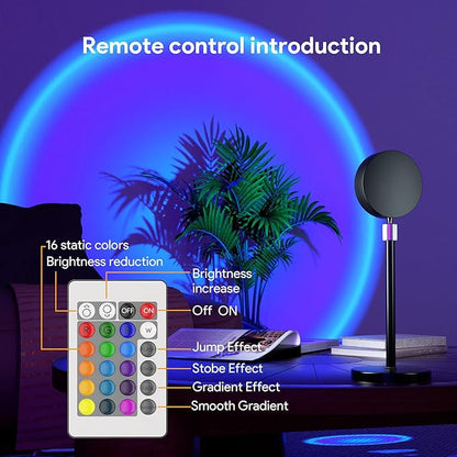 Bavcieu Sunset Lamp Projection Led Lights with Remote, Multicolor Night Light 360° Rotation Rainbow Lights 4 Modes Setting for Photography/Selfie/Party/Home/Living Room/Bedroom Decor, Gifts for Women