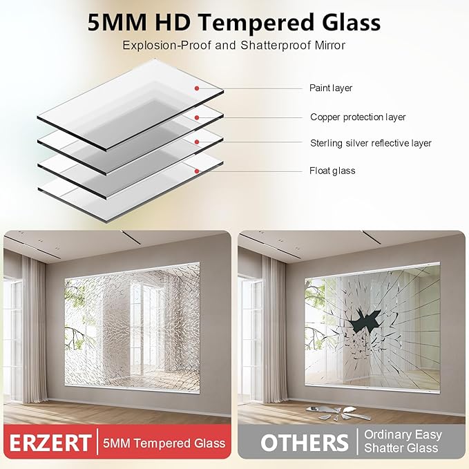Home Gym Mirror,2 Pack Large 63x23.6 Inch Frameless Tempered Glass Wall Mirror, Full Body Workout and Decorative Mirrors for Home Gym, Yoga, Dance Studio, Garage, Exercise Room