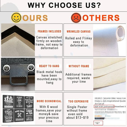 FRAMED Teamwork Wall Art, Black and White Wall Decor - Positive Wall Art, Ready to Hang (Set of 6, 8x10 Inch, Framed)