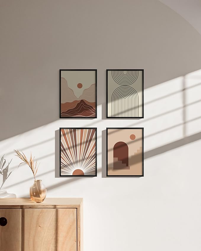 HAUS AND HUES 9x12 Black Metal Picture Frames - Features Premium Aluminum, Vertical & Horizontal Hang, Shatterproof Plexiglass - Ideal for Home, Room, Office (9x12 in, Black, Set of 4)