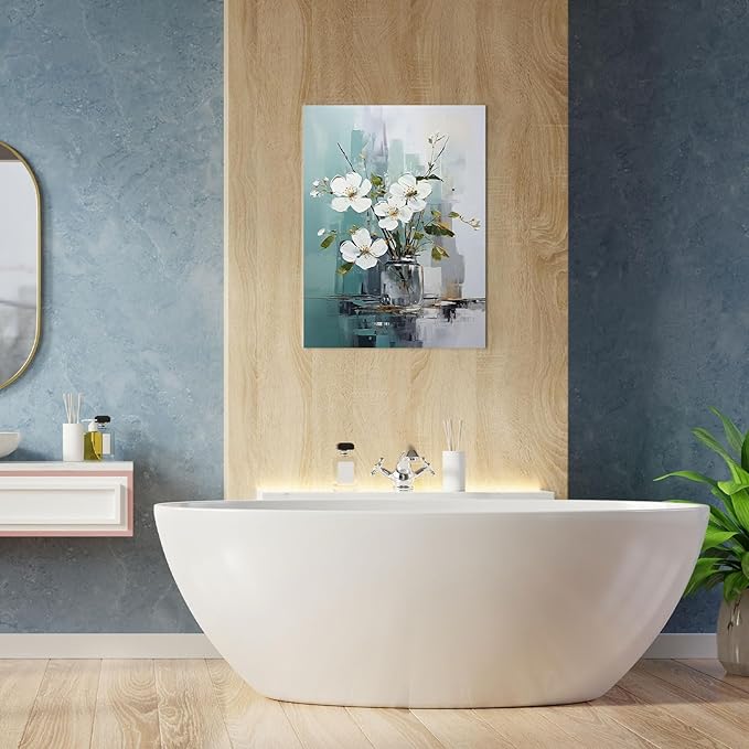 daktenn Floral Canvas Wall Art Bathroom Wall Art Pictures Wall Decor Home Decor Wall Decor for Bedroom Livingroom 18x24 Inches