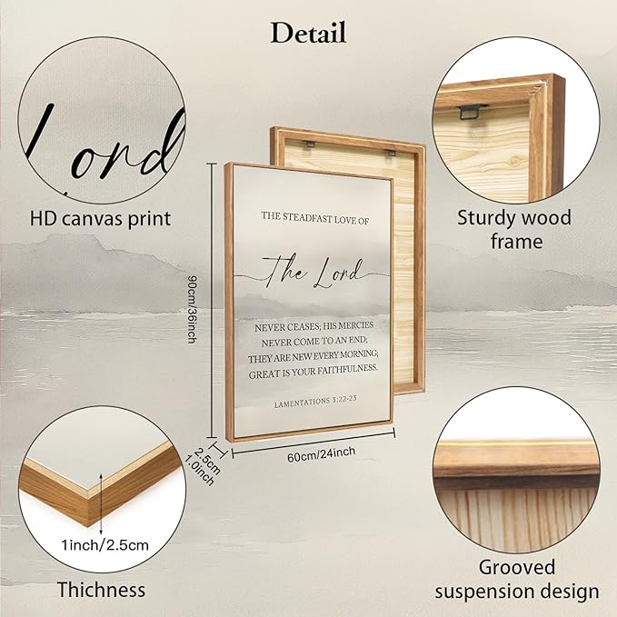 HLNIUC Christian Scripture Framed Wall Art Set of 3,The Lord Your God Is Good Wall Decor(24x36),Inspiring Easter Bible Verse Canvas Artwork,Modern Religious Quotes Prints for Church,Bedroom,LivingRoom