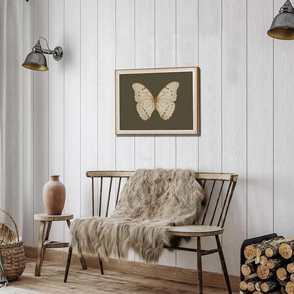 Uniro Vintage Framed Wall Art, Classical Butterfly Oil Paintings, Dark Moody Insect Canvas Prints Artwork with Antique Frame, Saige Green Wall Decor Pictures for Bedroom, Kitchen, Shelf, Bathroom Wall Decor, Cottagecore Room Decor - 12x16Inch