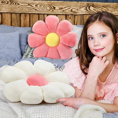 Coume 4 Pcs Flower Pillows 15" Plush Flower Shaped Pillows Daisy Floor Throw Cute Seat Cushion for First Day of School Bed Sofa Couch Chair Office Room Back to School Classroom Decor(Pastel)
