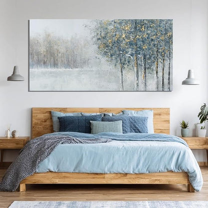 ZENPEE Blue Modern Wall Art, Nature Landscape Canvas Wall Art, Large Wall Decor for Living Room, Bedroom Decor, Wall Posters for Room, Office, 29" x 58"