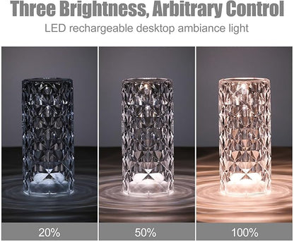 oneleaf Table Lamp Rose Crystal Modern LED Cordless,Rechargeable Battery Touch Desk lamp with Remote Control, Night Light for Couple Dinner/Restaurant/Bedroom/Camp (A-Monochrome)