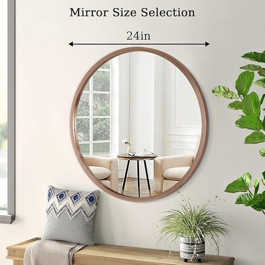 Round Bathroom Mirror Circle Aluminum Alloy Wall Mirrors with Simple Metal Frame Modern Round Hanging Mirror for Bathroom Hallway Room Living Purple Frame