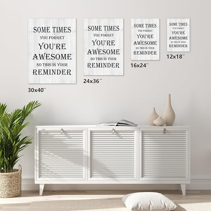 Motivational Wall Decor Print You Are Awesome Motivational Wall Decor Inspirational Canvas Wall Art for Livingroom Wooden Framed Inspirational Poster for Office, Dormitory, Meeting Room