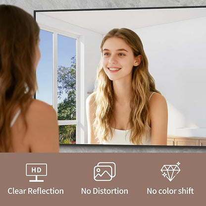 YIROMAN Bathroom Mirror 60"x24", Matte Black Bathroom Mirror for Over Sink with Aluminum Frame, Rectangular Vanity Mirror with Right Angles, Wall Mirror Hangs Horizontal or Vertical, Shatterproof