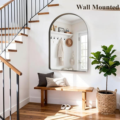 Arched Bathroom Mirror, 36"x40" Black Mirror for Wall Mounted Vanity Mirror for Over Sink with Tempered Glass, Aluminum Alloy Deep Frame, Farmhouse for Bedroom, Entryway, Living Room