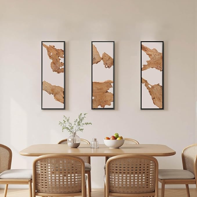 3pcs 36''×12''Rustic Wood Wall Art–Handcrafted Natural Wood Decor, One-of-a-Kind Design for Living Room, Bedroom, Statement Display or Office