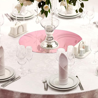 Thyle 6 Pcs 12 Inch Acrylic Round Mirror for Table Centerpieces Circle Mirror Candle Plates for Wall Wedding Table Centerpieces for Christmas Party Decor, Thickness 1 mm (Rose Gold)