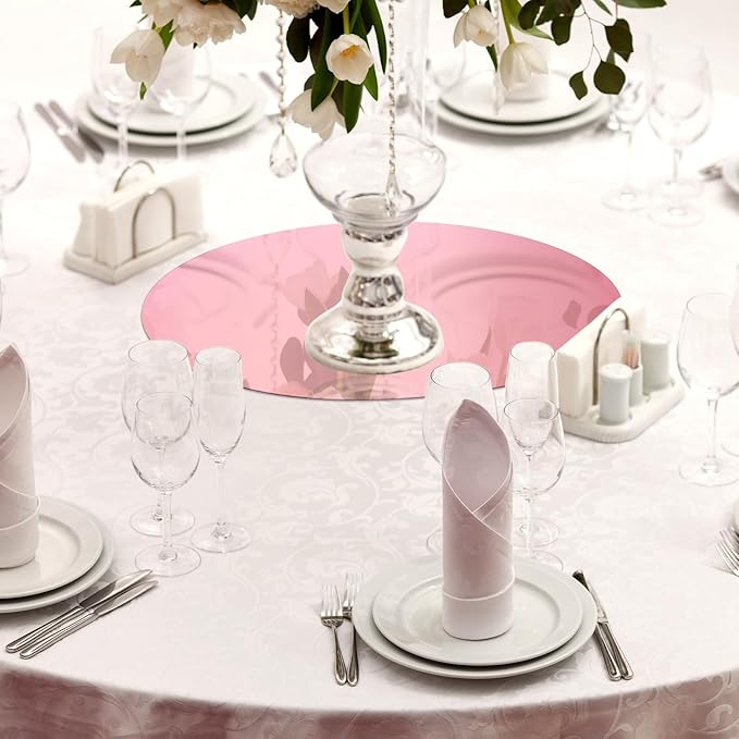 Thyle 12 Pcs 12 Inch Acrylic Round Mirror for Table Centerpieces Circle Mirror Candle Plates for Wall Wedding Table Centerpieces for Christmas Party Decor, Thickness 1 mm (Rose Gold)