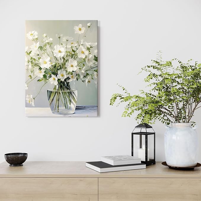 daktenn Floral Canvas Wall Art Bathroom Wall Art Pictures Wall Decor Home Decor Wall Decor for Bedroom Livingroom 12x16 Inches