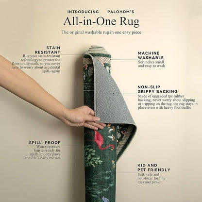 Machine Washable Rugs for Living Room: 6x9 Area Rugs for Bedroom Vintage Rugs Stain Resistant Non Slip Low Pile Soft Carpet Rug for Kitchen Dining Room Farmhouse Nursery Kids Room Indoor