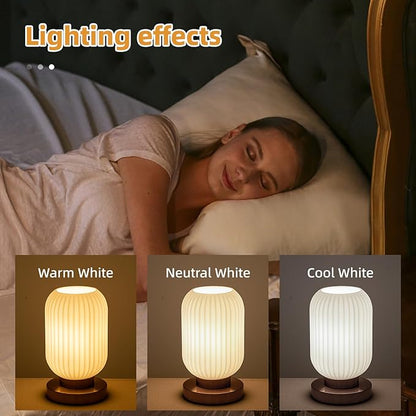 Bedside Table Lamp with Glass Shade, Small Nightlight Lamp Elegant Milky White Glass Nightstand Lamp Modern Desk Lamp with Plug-in Style for Bedroom Living Room Tabletop Dia5.9 x H9.8