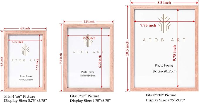 ATOBART 10 Pcs Solid Wood Picture Frame for Tabletop Display Wall Mount Wood Photo Frame 2 Pcs 8x10,4 Pcs 5x7,4 Pcs 4x6 for Living Room Bedroom Decor