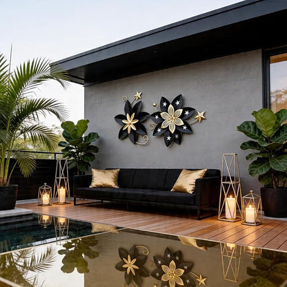 LIFFY Metal Leaf Wall Art (Black & Gold 2)