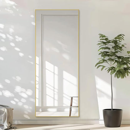 MELOMOIR 56"x18" Gold Full Length Mirror, Free Standing or Wall Mounted, Full Body Mirror for Bedroom, Living Room, Gym, Dorm