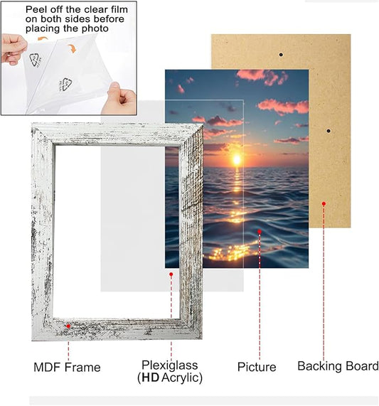 xnlkros 12 pack assorted gallery wall picture frame,rustic farmhouse wood picture frames multiple sizes including 4x6, 5x7, 8x10, 11x14, Ideal for living room hanging or tabletop display,Rustic White