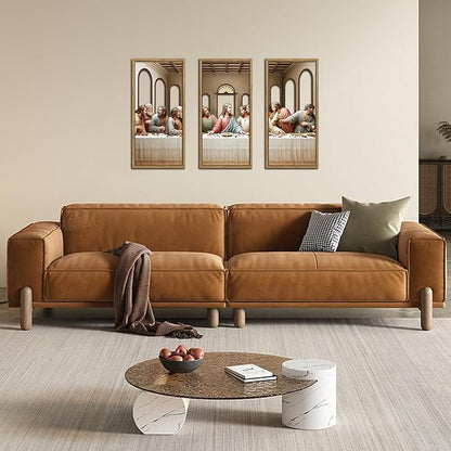 KAIRNE 3Pcs Jesus Last Supper Wall Art,Christian Wooden Wall Decor,Religious Faith Wood Hanging Decor,Bible Verse Artwork,Scripture Jesus Art for Living Room Dining Room Bedroom Decoration,Framed