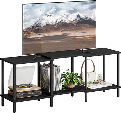 TV Stand, Entertainment Center, Industrial TV Media Console Table with Open Storage Shelves, 2 Tier TV Cabinet for Living Room, Bedroom LTS107BK