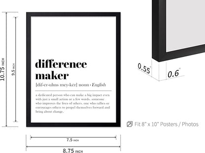 Poster Master Typography Poster - Dictionary Print - Definition of Difference Maker, Book Page - Gift for Teacher, Mentor, Friend - Wall Decor for Home, Classroom, Office, 8x10 Black Framed