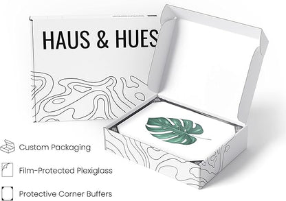 HAUS AND HUES Plant Wall Art - Botanical Prints Wall Art, Green Wall Art Collection Set Plant Pictures Wall Art, Leaves Paintings Minimalist Sage Green Wall Decor (Black Frame, 16x20)