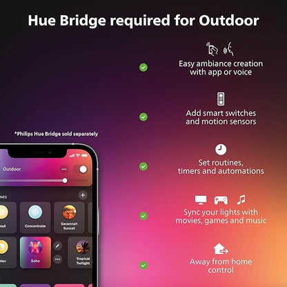 Philips Hue Discover Outdoor Smart Flood Light Fixture, Black - 15W, White and Color Ambiance LED Color-Changing Light - 1 Pack - Requires Hue Bridge - Control with Hue App and Voice - Weatherproof