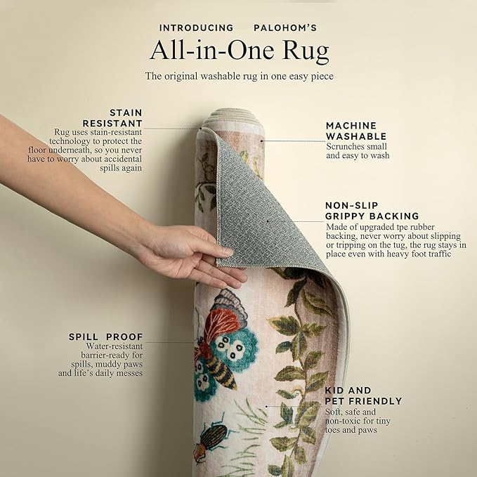Machine Washable Rugs for Living Room: 5x7 Area Rugs Stain Resistant Non Slip Low Pile Soft Lightweight Carpet Rugs for Bedroom Kitchen Dining Room Nursery Kids Room Farmhouse