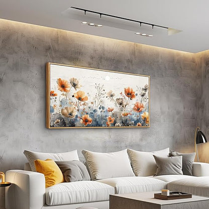 QIYILEXWART Wood Framed Large Wall Decor For Living Room Canvas Wall Art For Office Wall Decoration For Bedroom Flower Bush Paintings Farmhouse Pictures Artworks Home Decor Ready To Hang