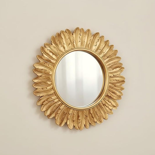 ZOROSY Gold Round Wall Mirror 12 inch - Small Wall Decorative Mirror, Boho Wall Decor Mirror for Dressing Table, Living Room, Entryway, Bedroom,Hallway,House Warming Gifts