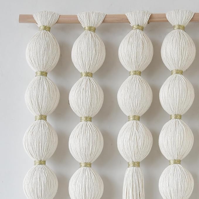 IOWER Macrame Wall Hanging Boho Wall Decor Ball Tassels Handmade Boho Woven Wall Decor for Living Room Bedroom Background 27" W x 39" L