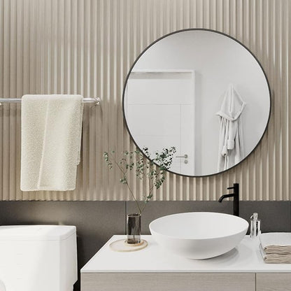 HARRITPURE Round Mirror 19.6" Black Wall Mounted Circle Mirror with Aluminum Alloy Frame Modern Design for Bathroom, Living Room, Vanity, Bedroom, Entryway