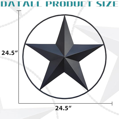 JoyEvy 24.5" Black Large Barn Star Wall Decor-Americana Exterior House Decor-Metal Star for Outside Texas Stars Art Rustic Vintage Western Country Home Farmhouse Wall Decoration