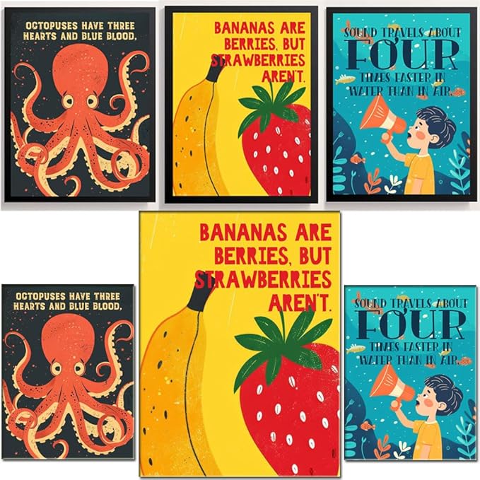 ajdvart 3 Funny Science Posters for Classroom/Home – STEM Teacher Wall Art & Bulletin Board Decorations for Elementary, Middle & High School Classrooms, Unframed Canvas 12"x16"