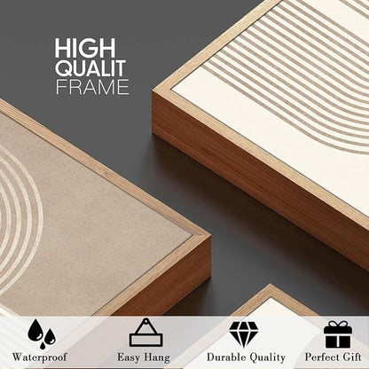 BINCUE Neutral Abstract Wall Art Boho Geometric Wall Decor Mid Century Modern Artwork for Living Room Bedroom Office 12" Lx16 W Set of 3