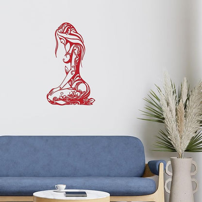 Xedatric Modern Abstract Metal Wall Art-Minimalist Line Sculpture for Bedroom,Living Room,Bathroom-Unique Metal Wall Decor for Home & Office(Red)