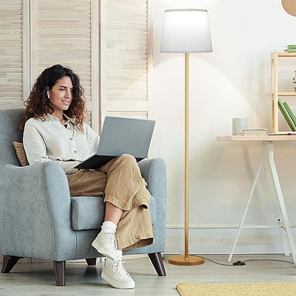 Raexpectis Floor Lamps for Living Room - Modern Gold Floor Lamp with Remote Control, Dimmable Colors Temperature Standing Lamp with LED Bulbs, Tall Lamp for Bedroom Office Kid Room - Brass Gold